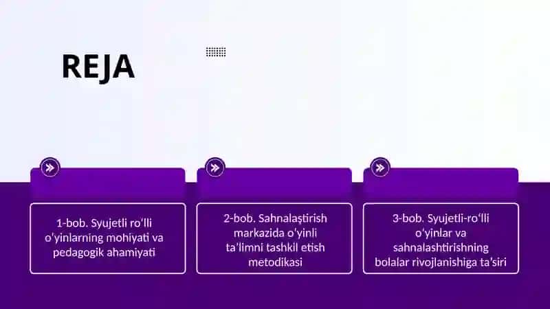 Syujetli roʻlli oʻyinlar va sahnalashtirish markazida oʻyinli talimni tashkil etish 2