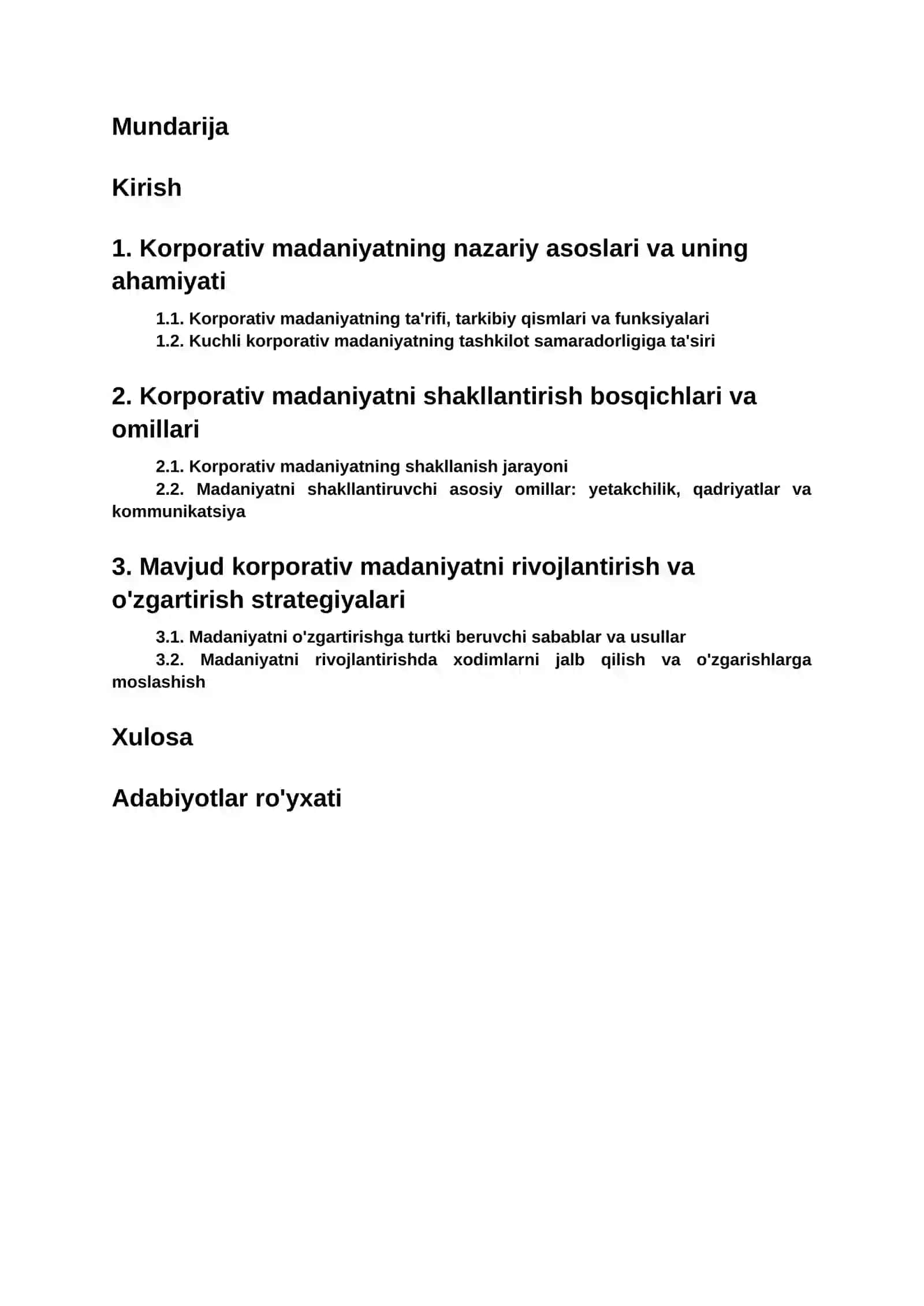 Korporativ madaniyatni shakllantirish va rivojlantirish 2