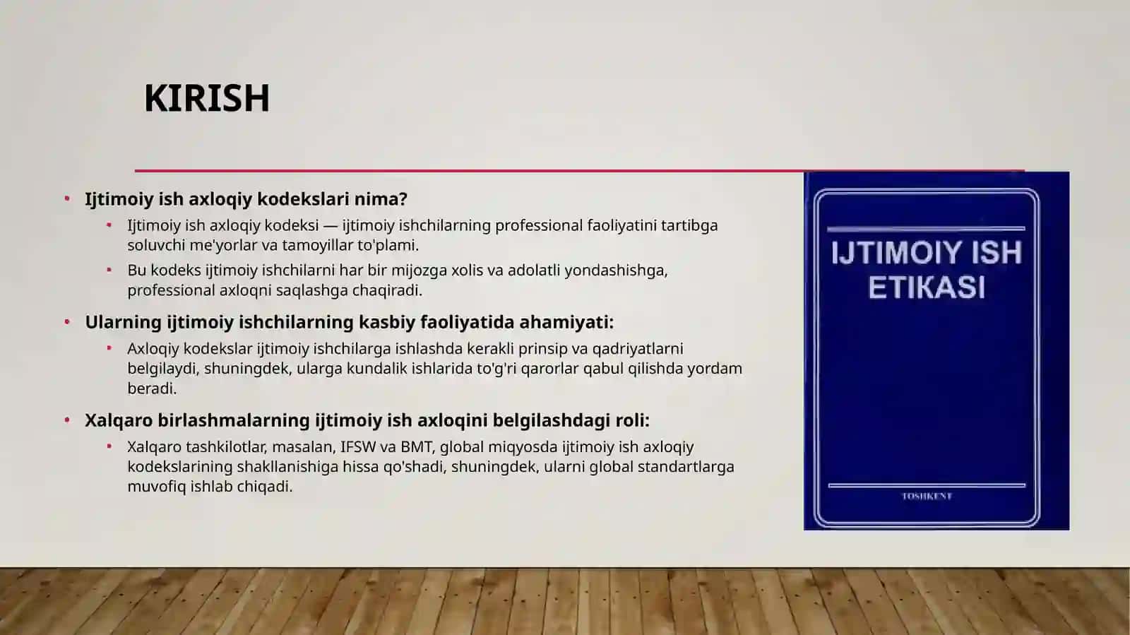 Ijtimoiy ishlar va shaxloqiy kodekslarining tuzish va tasdiqlashda xalqaro birlashmalarning roli 2