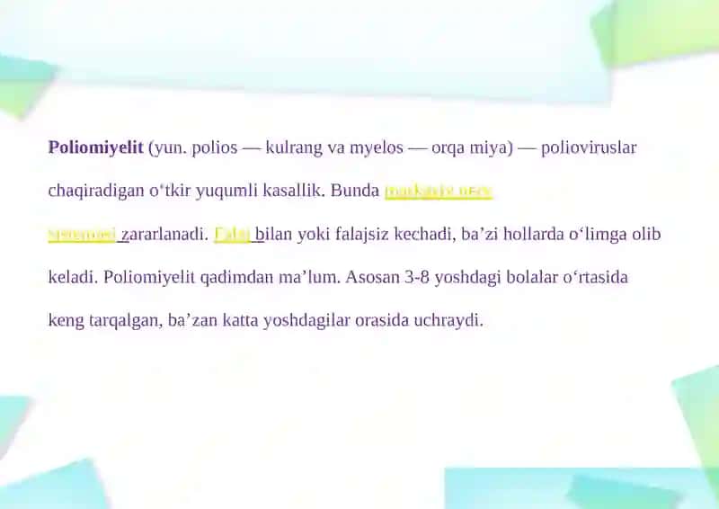 Poliomiyelit va uning asoratlari 2