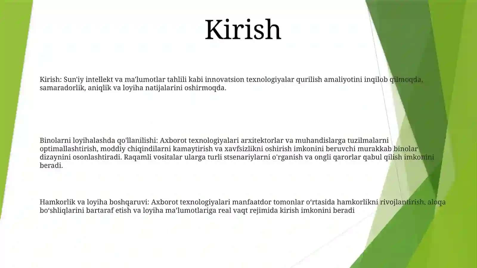 Axborot Texnologiyalarining QurilishSohasidaQoʻLlanilishi 2