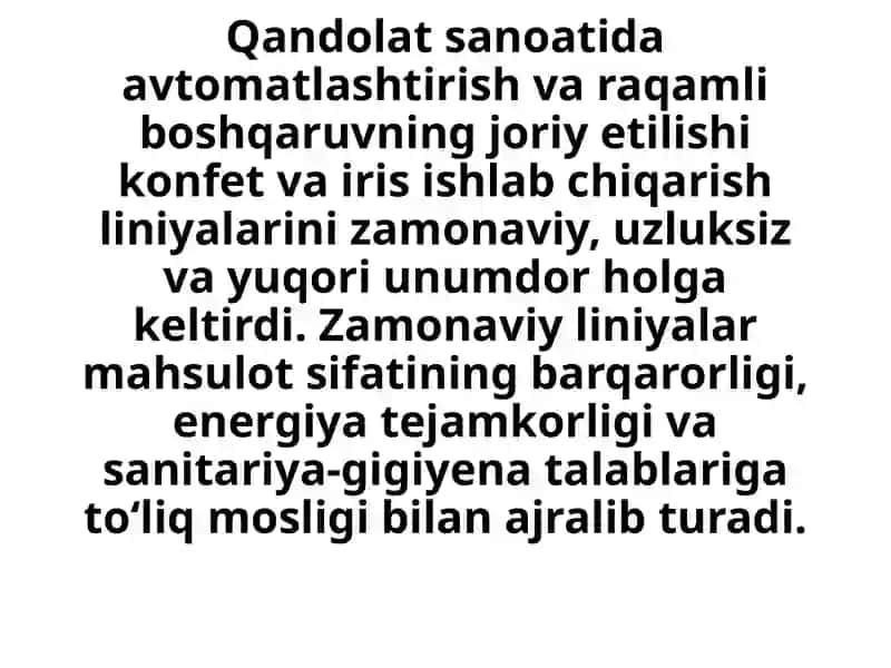 Zamonaviy konfet ishlab chiqarish liniyalari 2