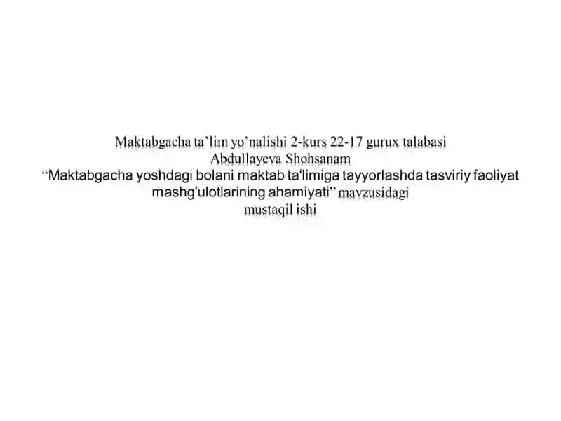 Tasviriy faoliyat mashg'ulotlari 2