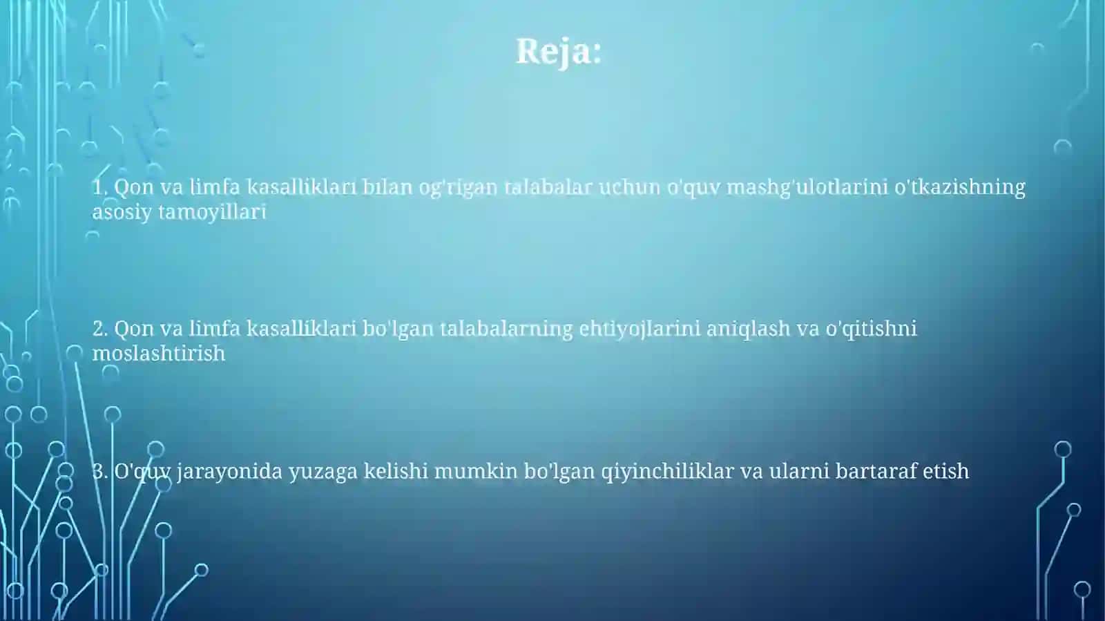 Qon va limfa kasalliklari bilan ogʻrigan oʻquvchilar bilan mashgʻulot oʻtkazish 2