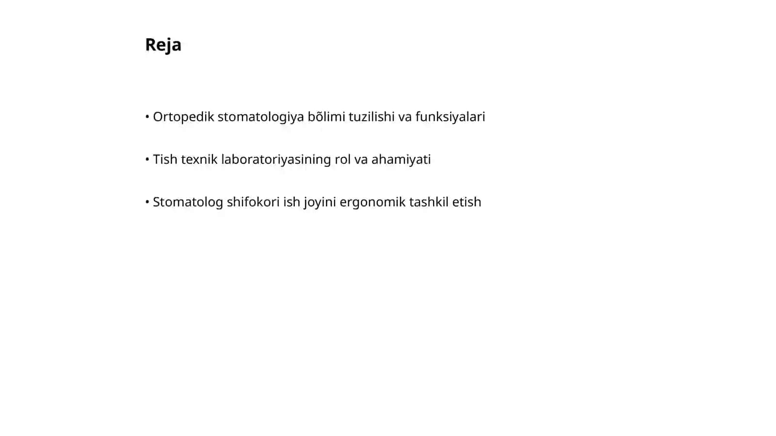 Ortopedik Stomatologiya bõlimi va tish texnik laboratoriyasi faoliyatini tashkil etish 2
