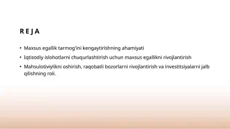 Xususiy mulkchilik tarmog'ini kengaytirish 2