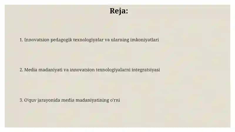 Media madaniyat va innovatsion pedogogik texnologiyalar 2