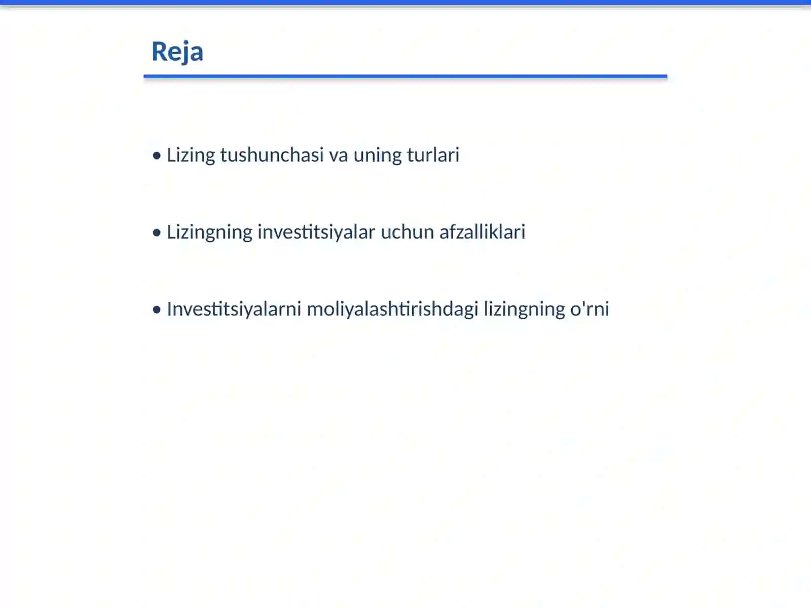 Lizing va uning investitsiyalarni moliyalashtirishdagi roli 2