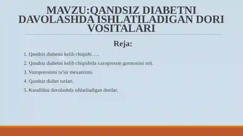Qandsiz Diabetni Davolashda Ishlatiladigan Dori Vositalari 2