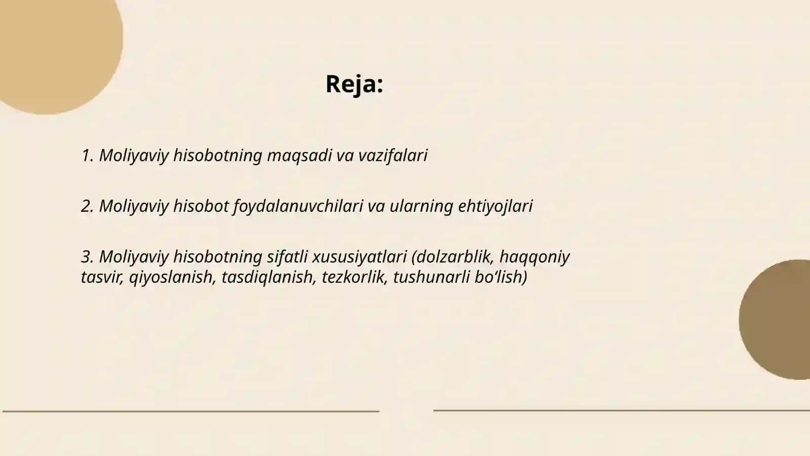 Moliyaviy hisobotning konseptual asoslari 2