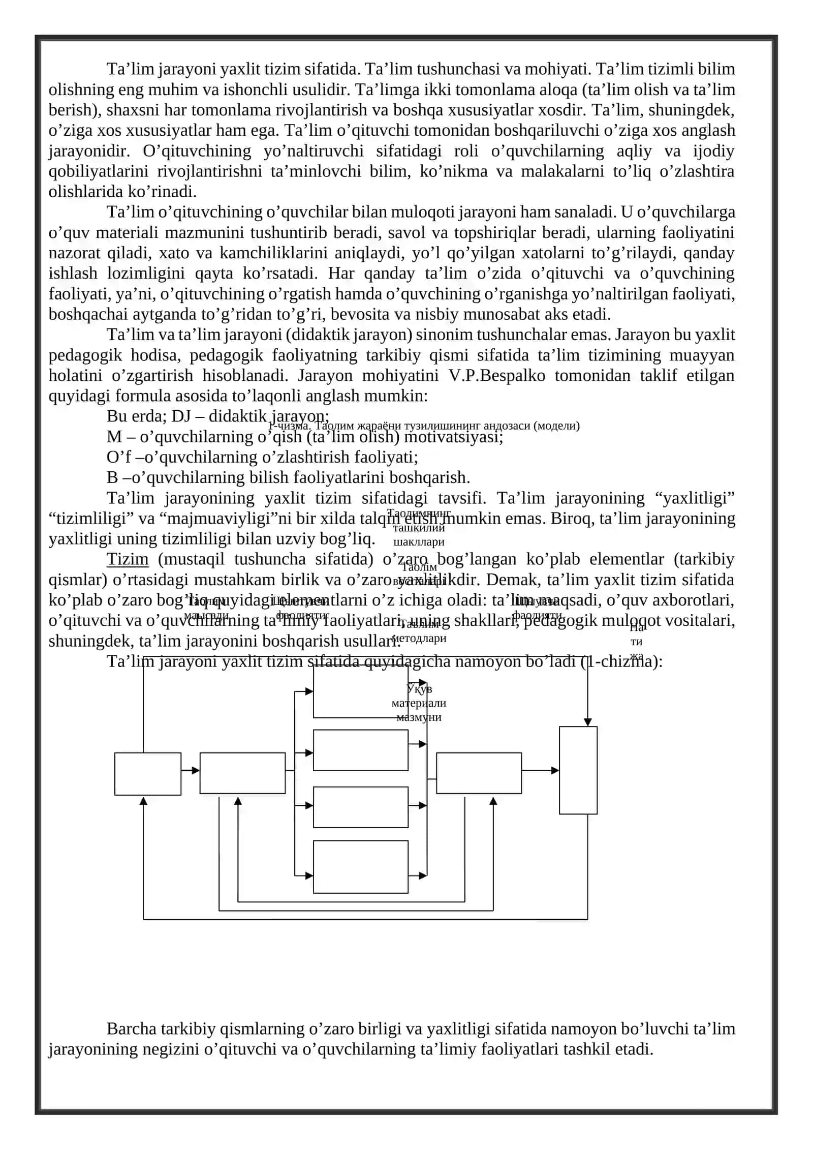 O'QUVCHILAR JAMOASI YAXLIT PEDAGOGIK JARAYONNING ASOSIY SHAKLI SIFATIDA 2