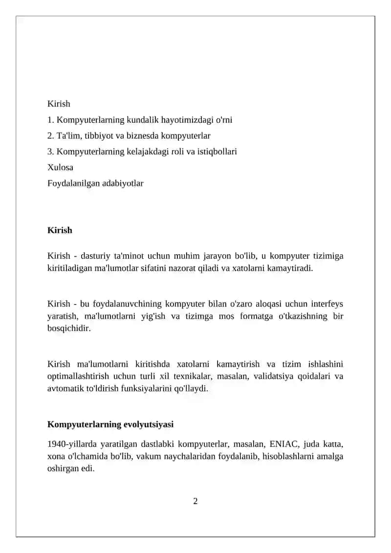 Kompyuterlarning inson hayotidagi o‘rni 2