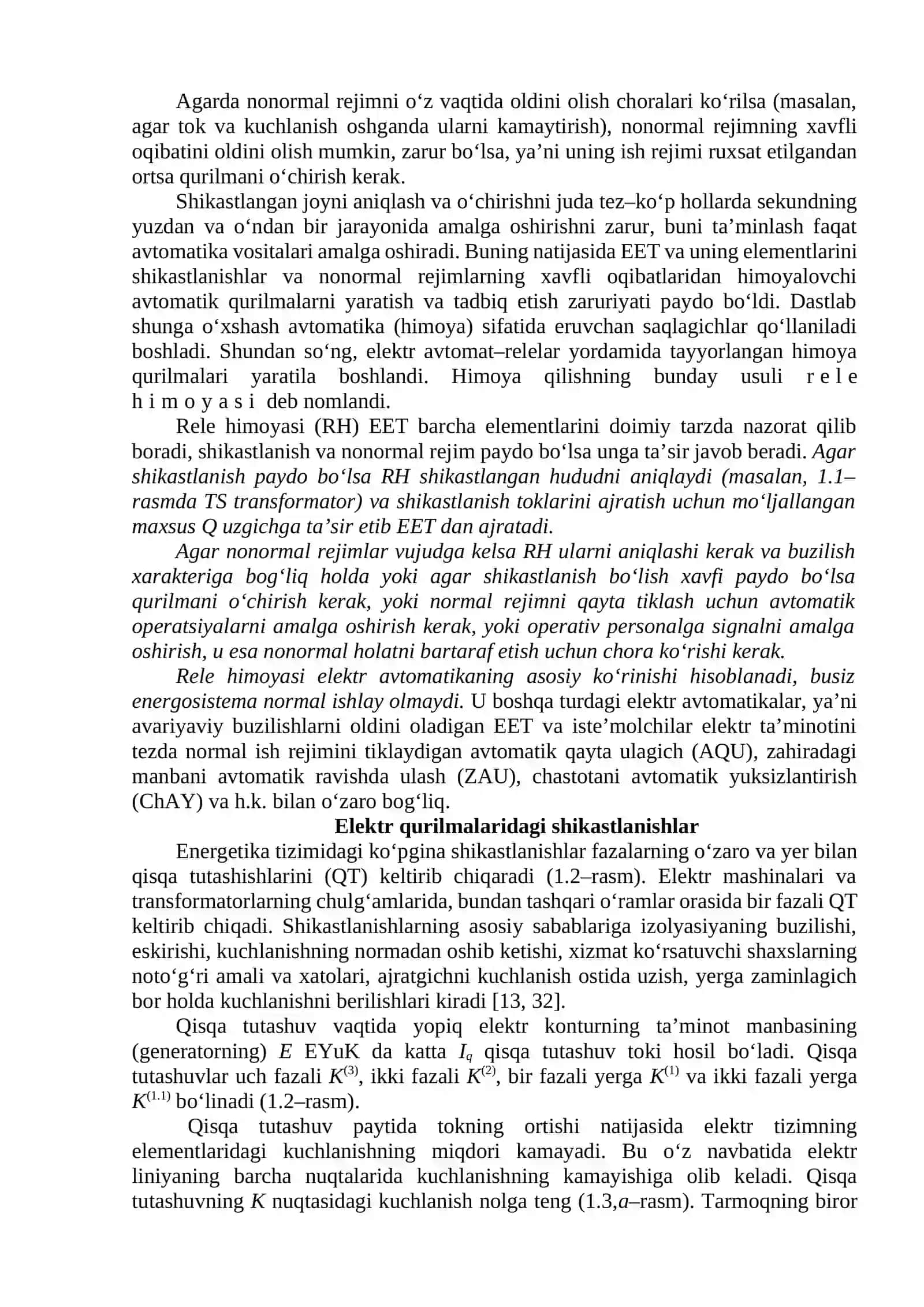 Zamonaviy releli himoya va avtomatikaning vazifasi 2