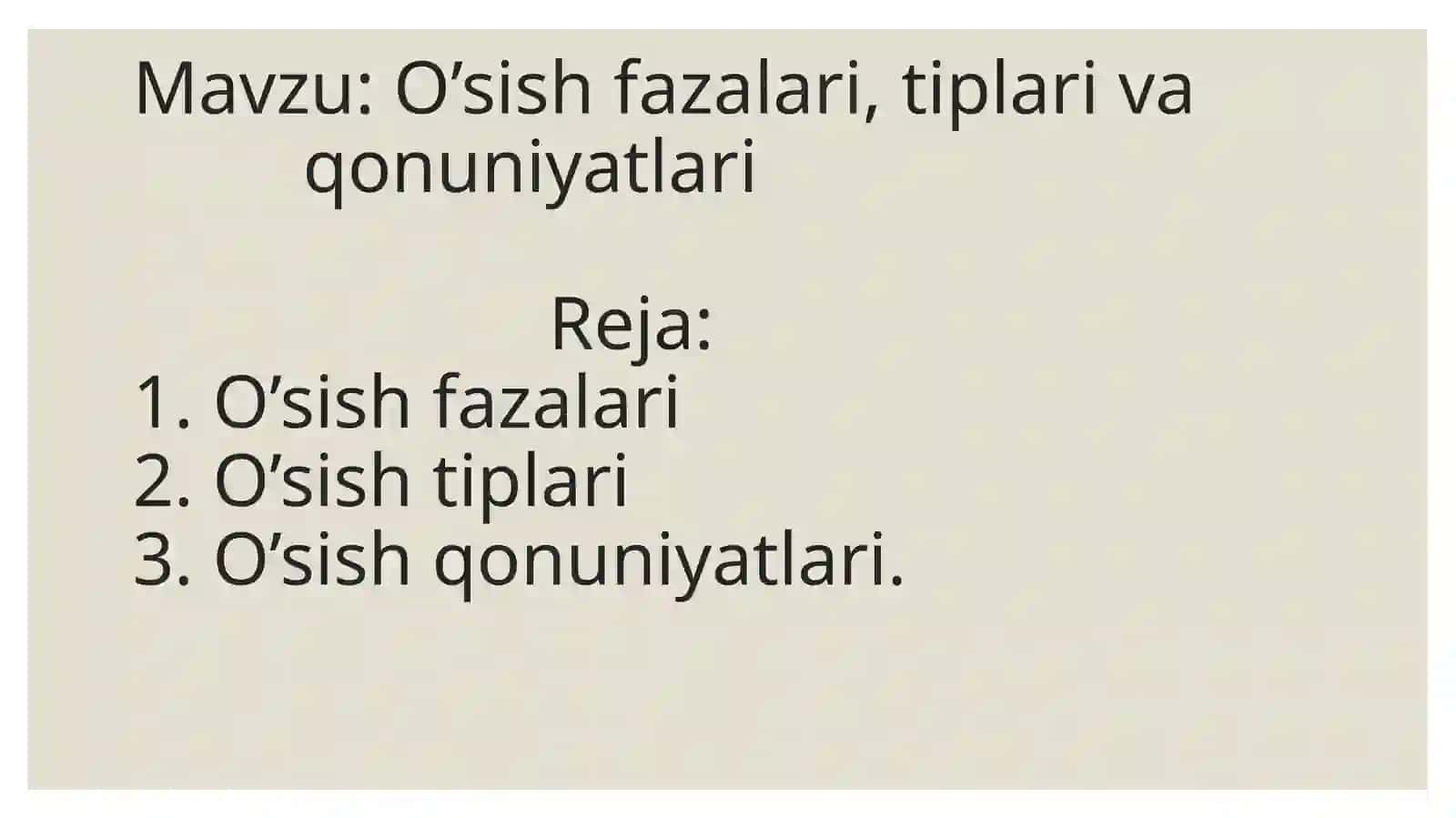 O’simliklarning o’sish fazalari 2