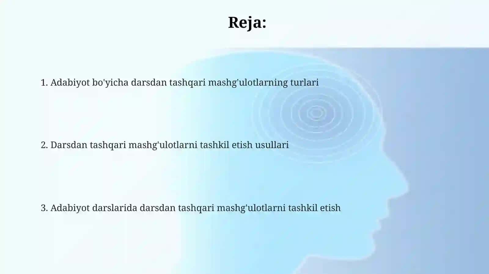 Adabiyot fanidan sinfdan tashqari mashg'ulotlarning turlari va ulaning tashkil etish usullari 2