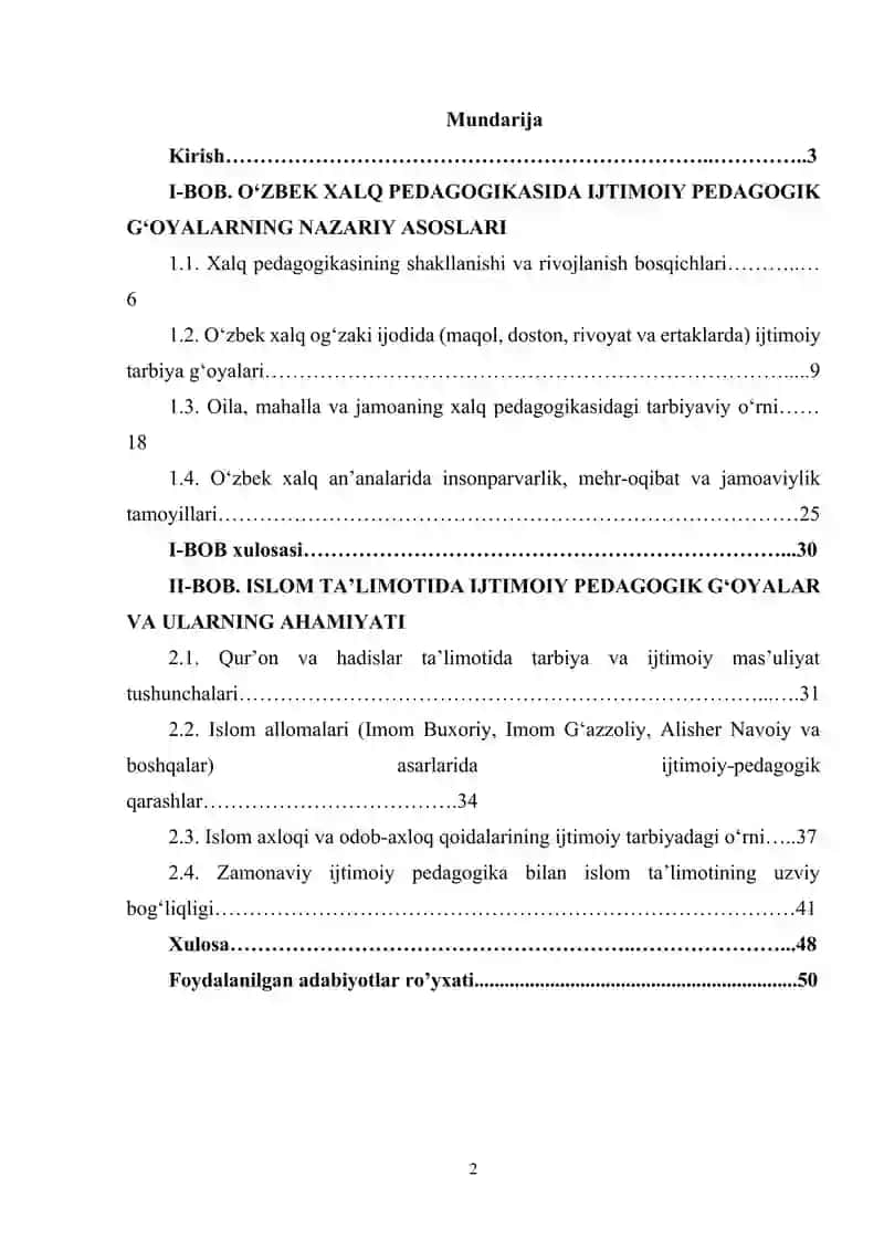 O’zbek xalq pedagogikasi va islom ta’limotida ijtimoiy pedagogik g’oyalar 2