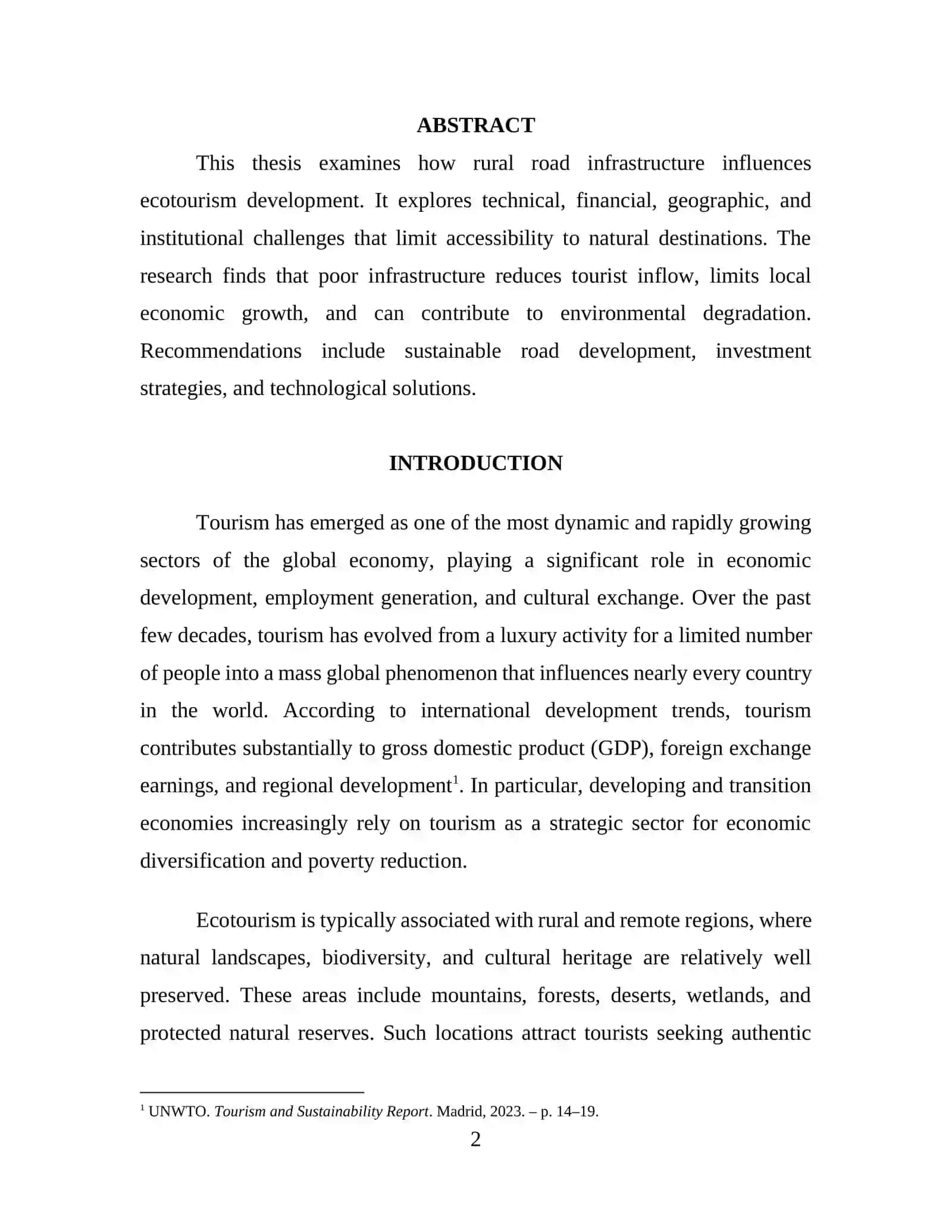 Challenges in rural road infrastructure and their impact on ecotourism development 2