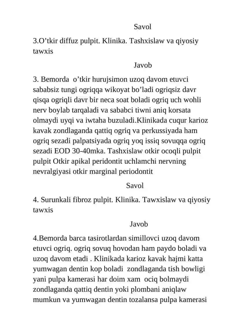 Pulpada Yowga Xos O'zgariwlar: Pulpar Tizimning Strukturasi va Funksiyasi 2