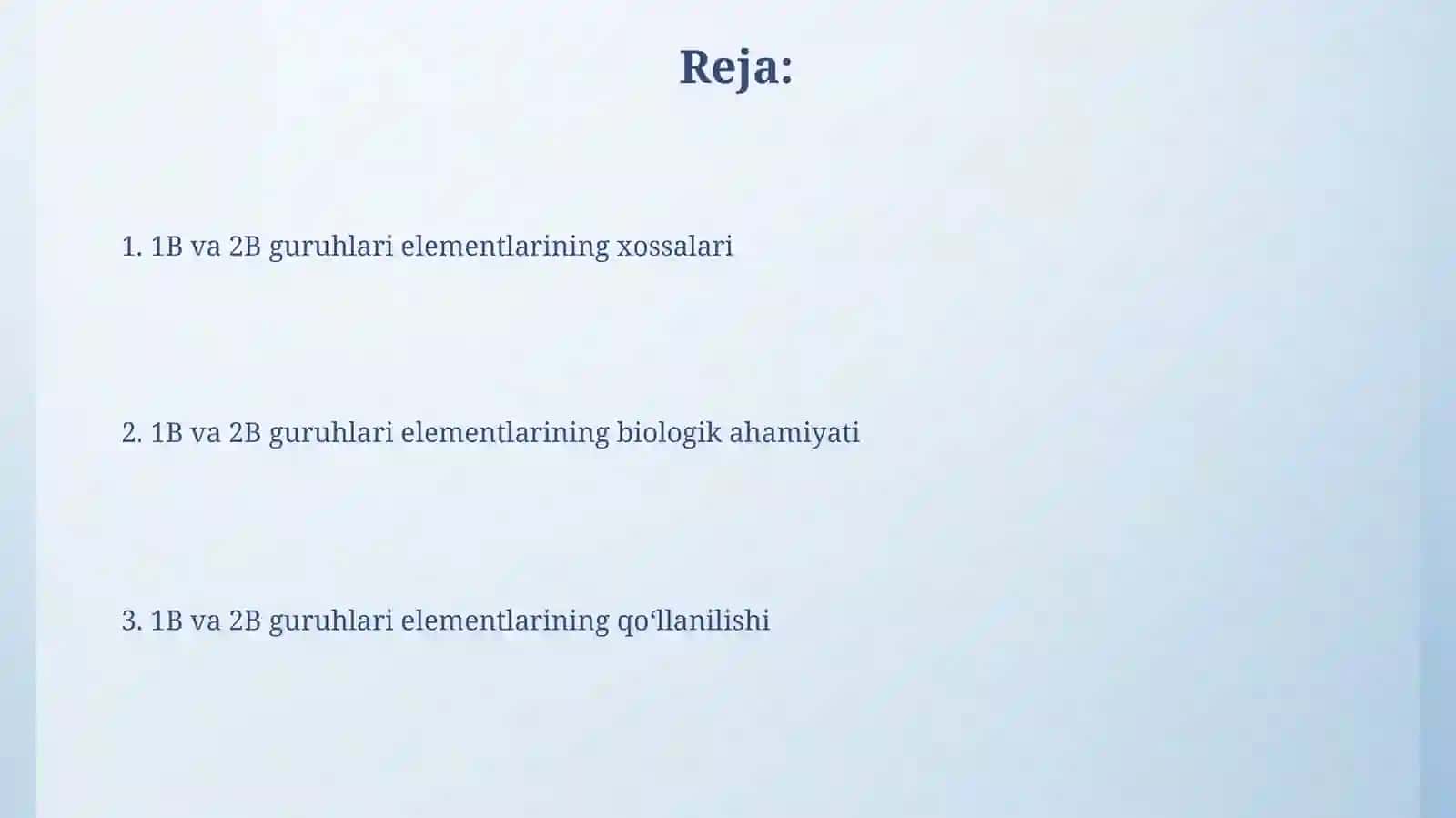 Davriy sistema 1-b va 2-b guruh elementlari 2