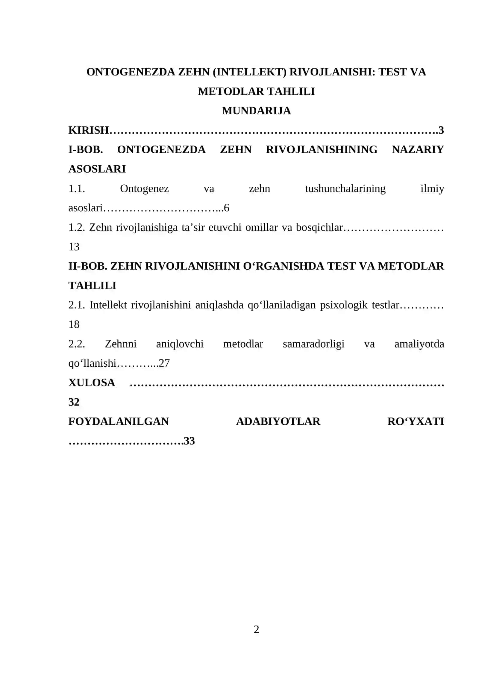 Ontogenezda zehn (intellekt) rivojlanishi: test va metodlar tahlili 2