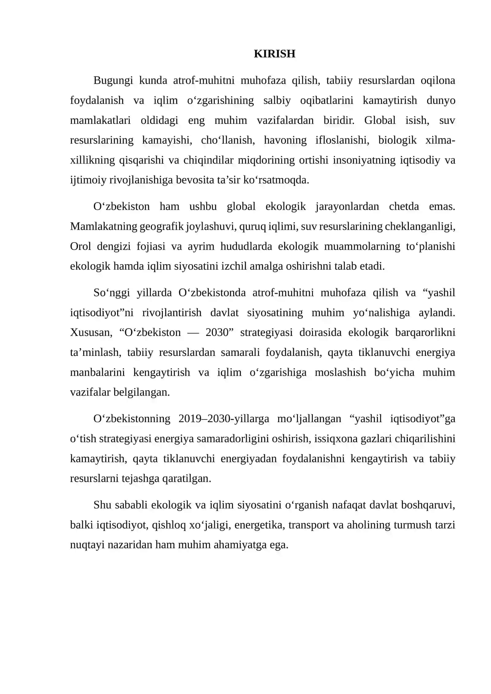 O‘ZBEKISTONNING EKOLOGIK VA IQLIM SIYOSATI 2