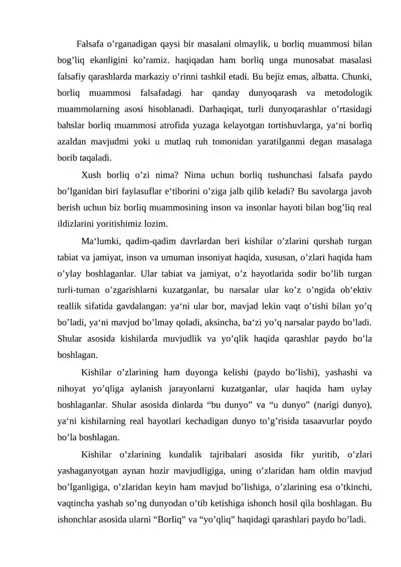 Falsafa va tabiiy ilmiy fanlarda borliqning mohiyatiga oid konsepsiyalar 2
