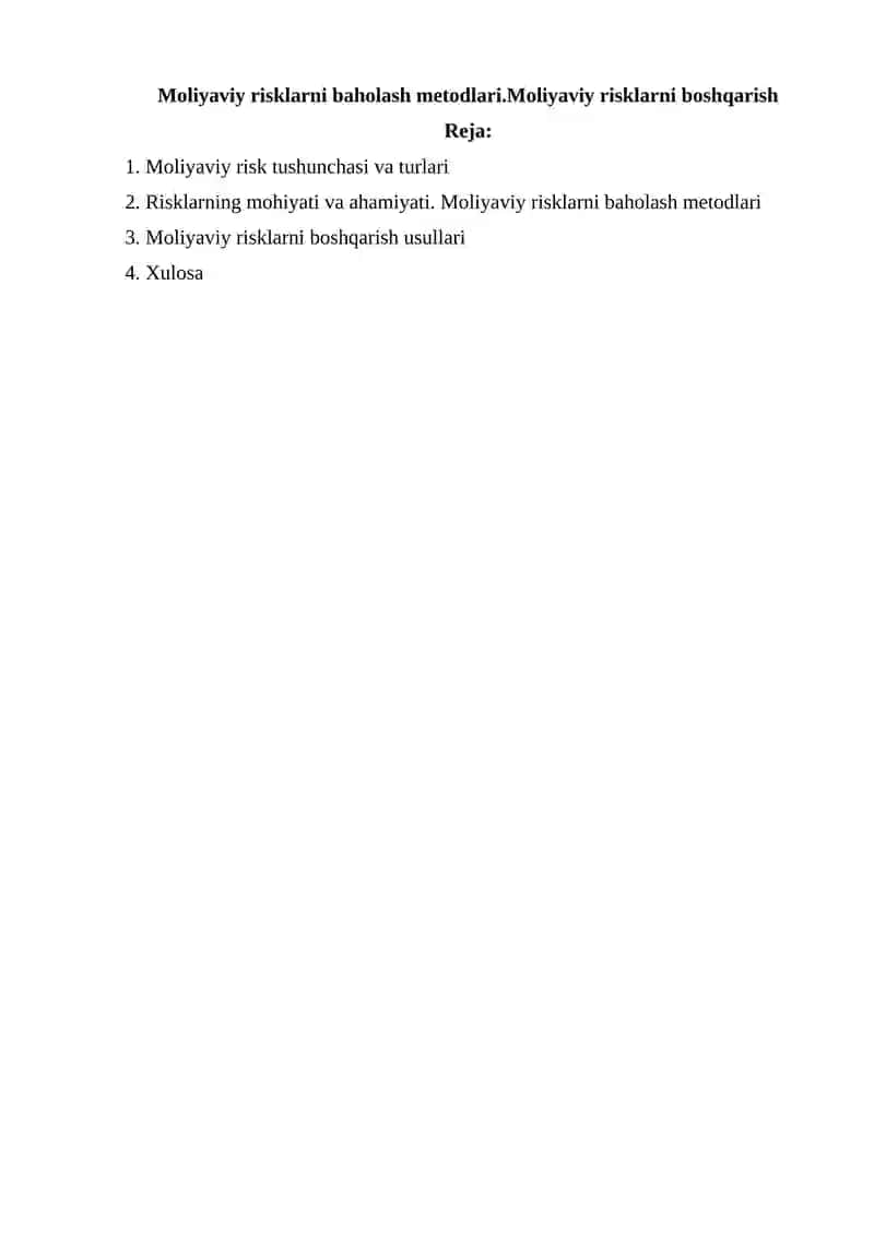 Moliyaviy risklarni boshqaruv 2