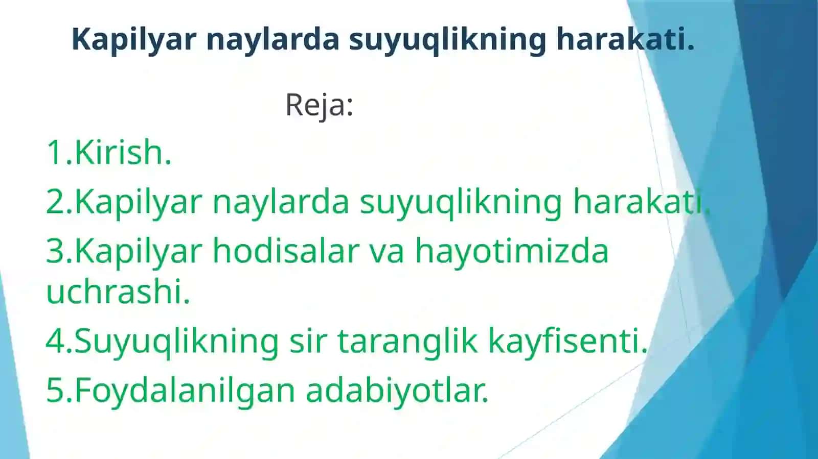 Fizika fanidan tayyorlagan Mustaqil ishi 2