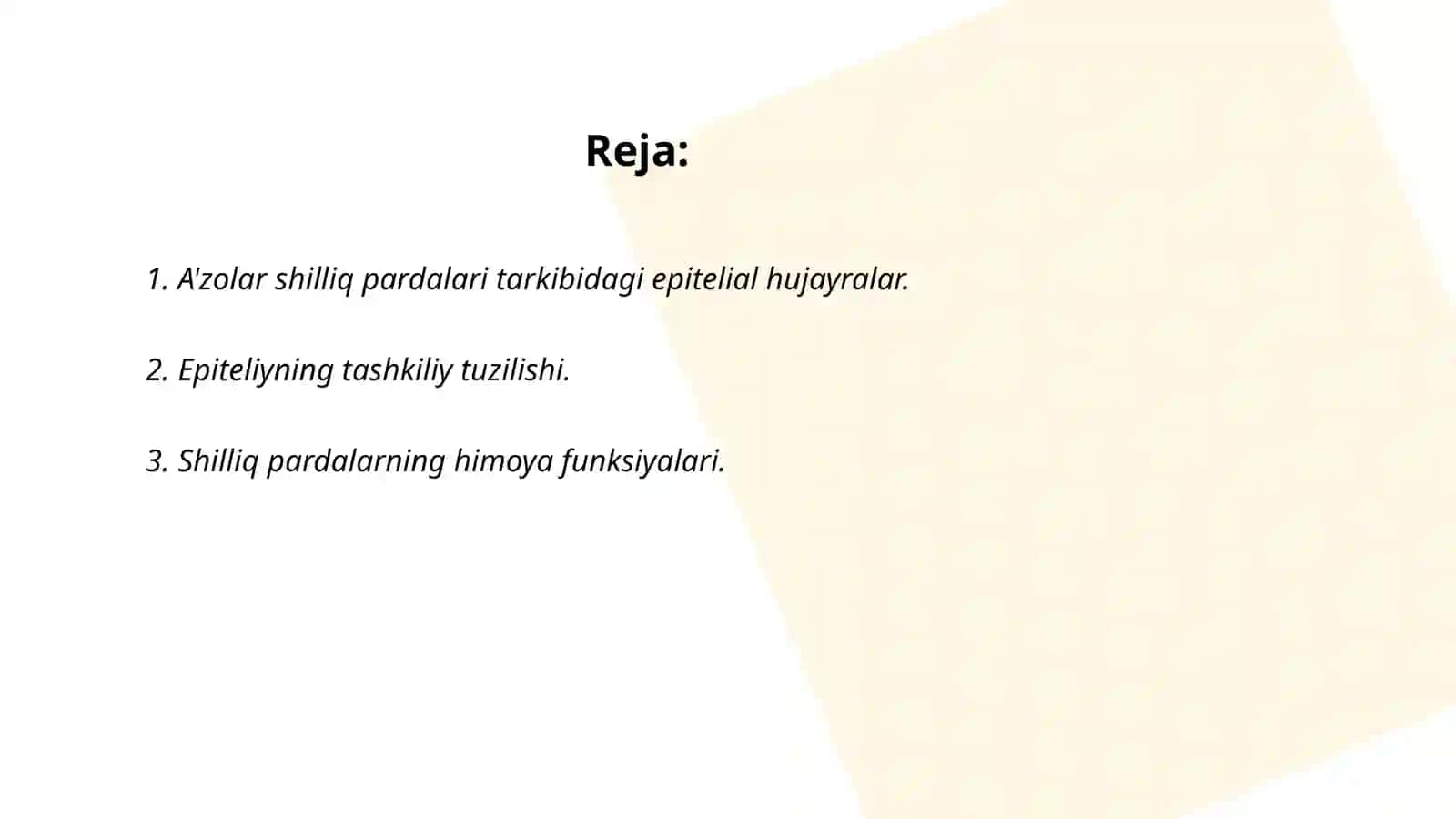 A'zolar shilliq pardalari tarkibidagi epiteliyning oʻziga xosligi 2