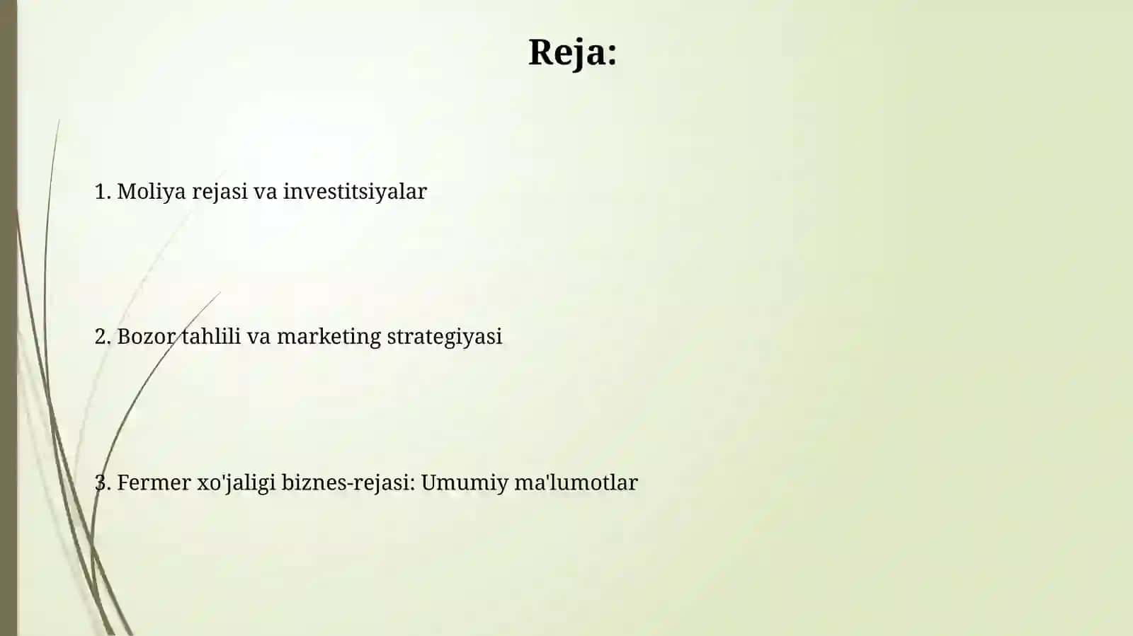 Fermer xo'jaligining biznes rejasi 2