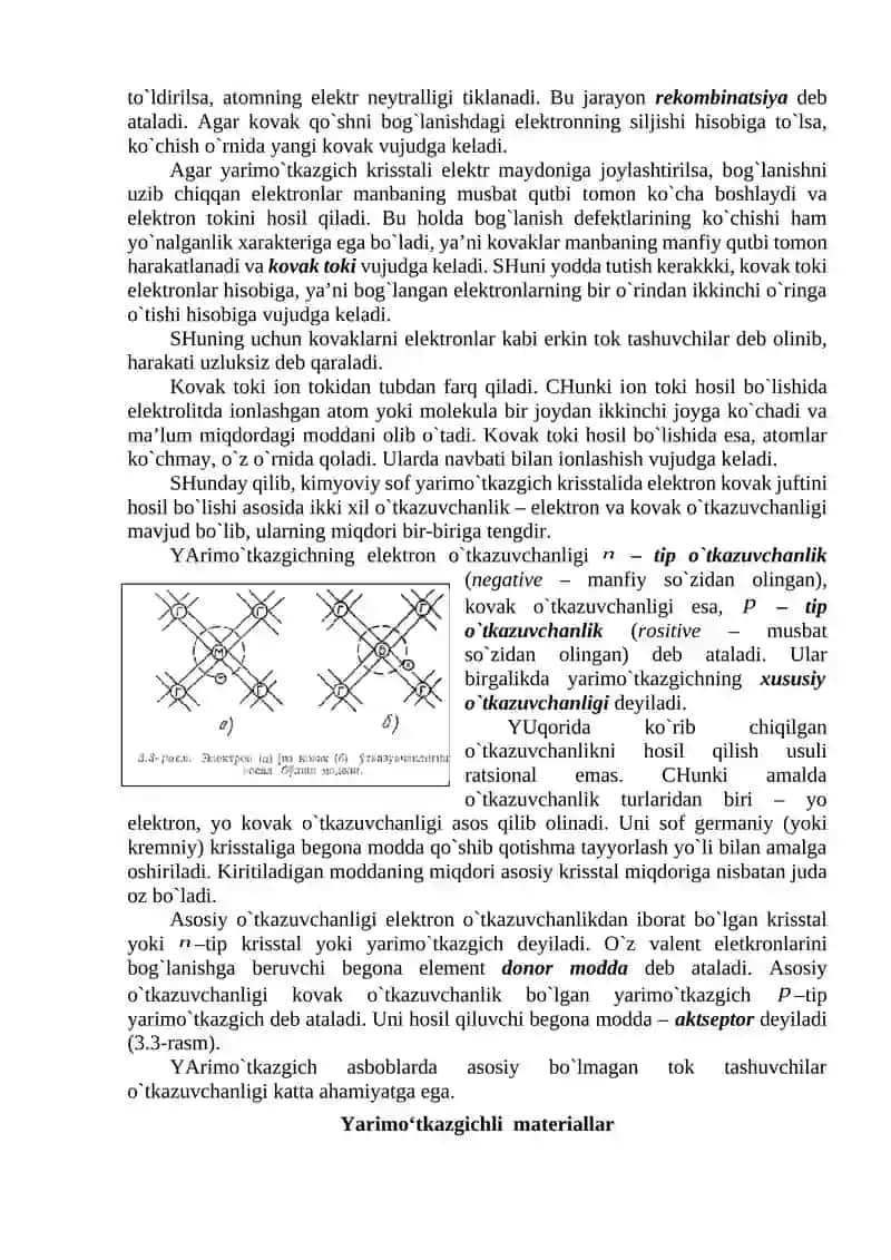 Yarim O'tkazgichli Elektronika. Zonalar Nazariyasi. Yarim O'tkazgichli Materiallar 2