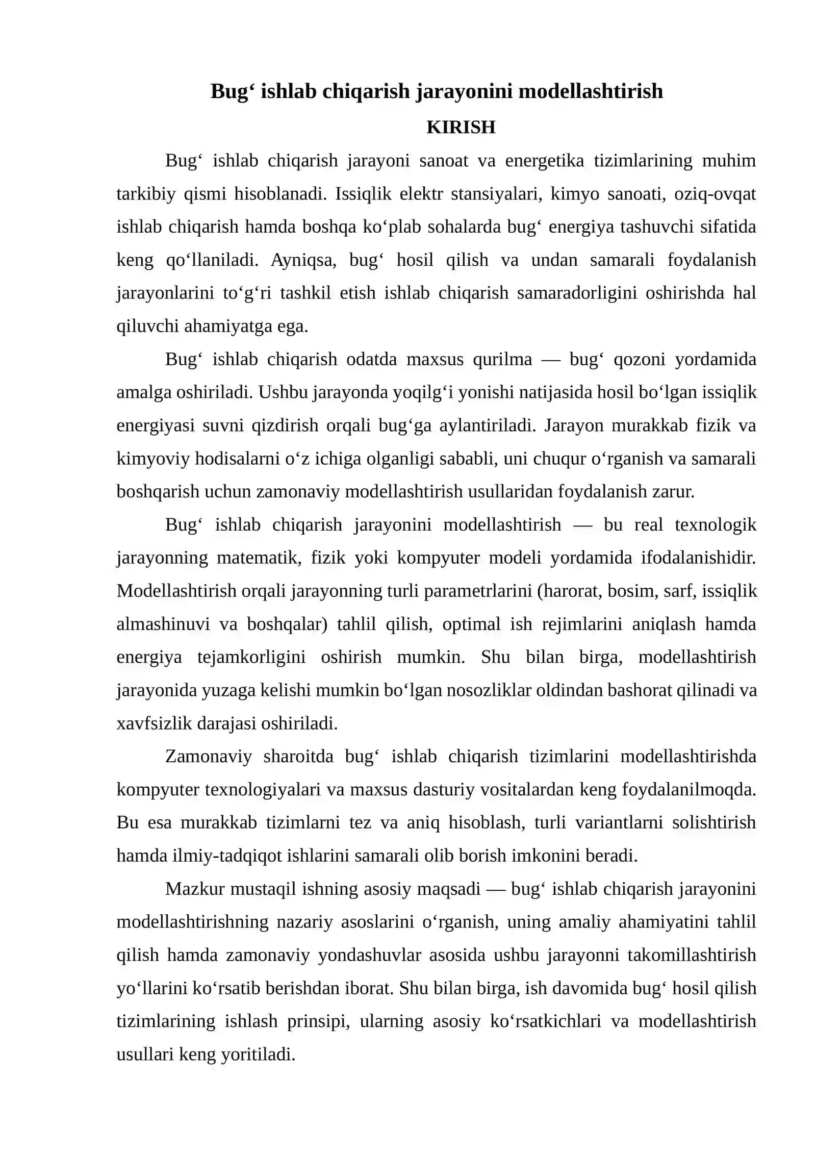 Bug‘ ishlab chiqarish jarayonini modellashtirish 2
