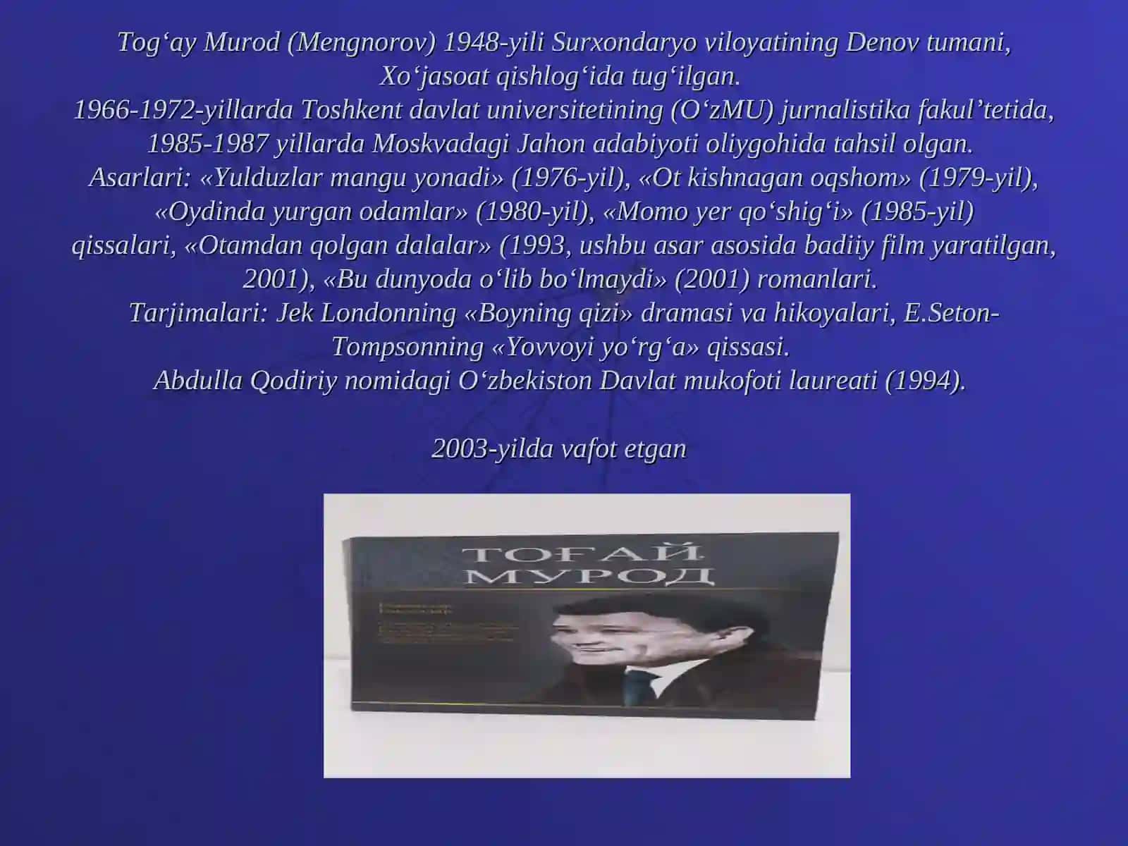 Tog’ay Murod ijodi bo’yicha slayd taqdimoti 2