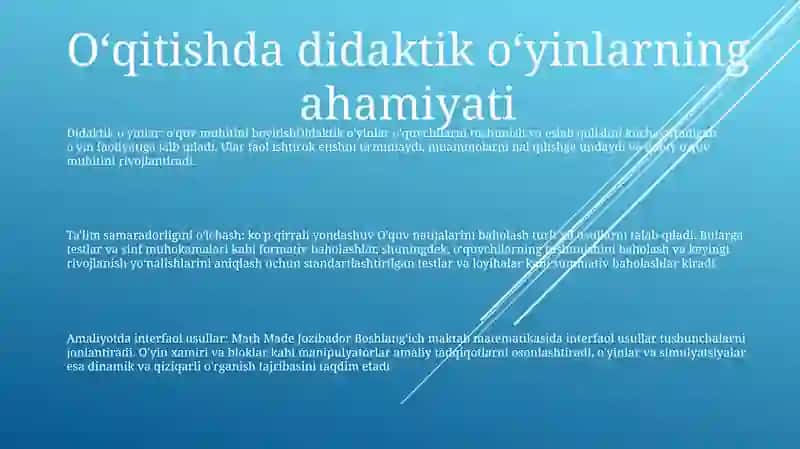 Didaktik O'Yin Metodlari 2