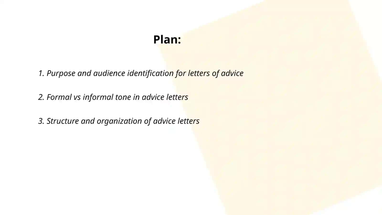 Letters of advice 2