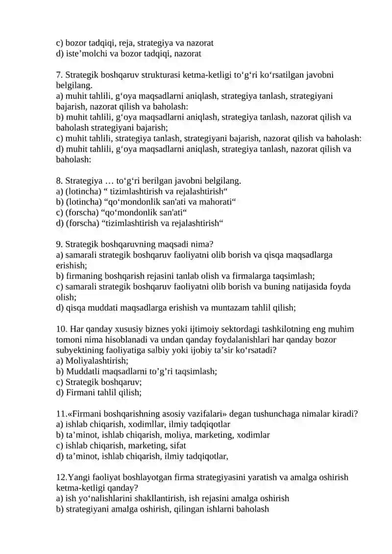 Boshqaruv stratejilari va ularning o'qitish qismi 2