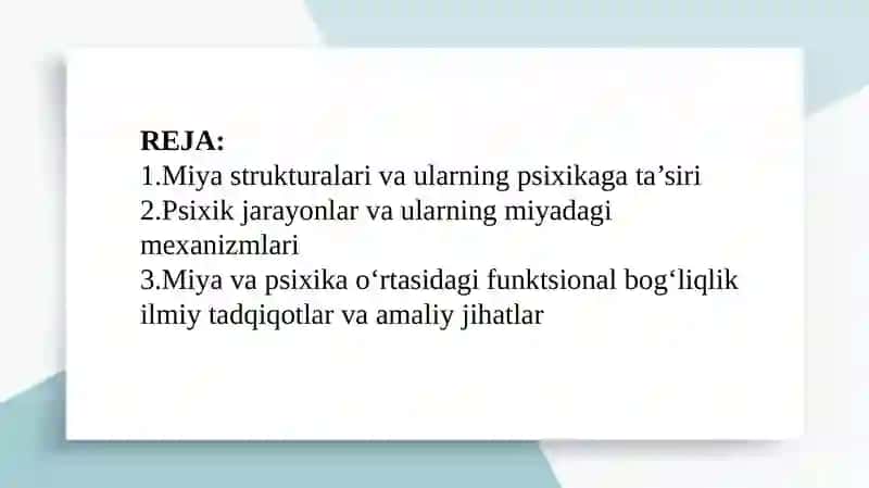 Miya va psixika o‘rtasida funktsional bog‘liqlik 2