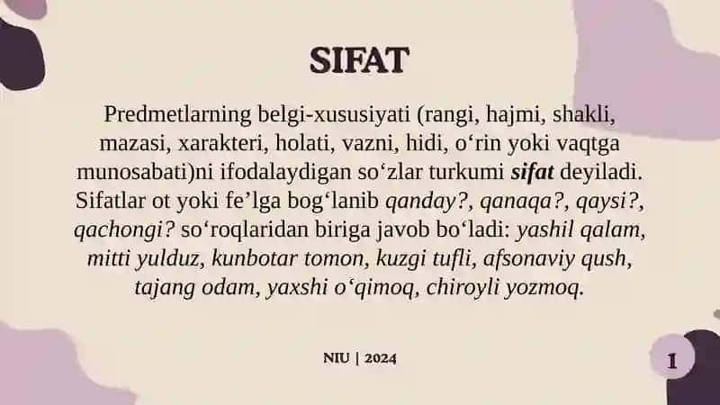 Sifat so'z turkumiyuz 2