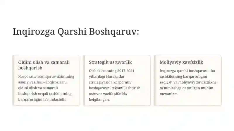 Korporativ Tuzilmalar Inqirozga Qarshi Boshqaruvning Tashkilliy Xususiyatlari 2