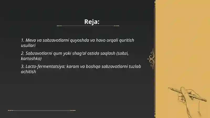 Meva sabzavot ekinlari mahsulotlarini saqlashning mahalliy usullari 2
