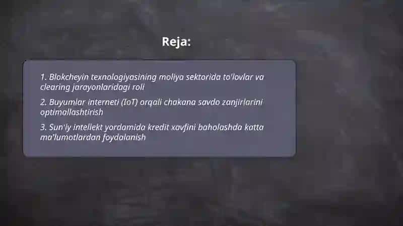 Blokcheyin texnologiyasining moliya 2