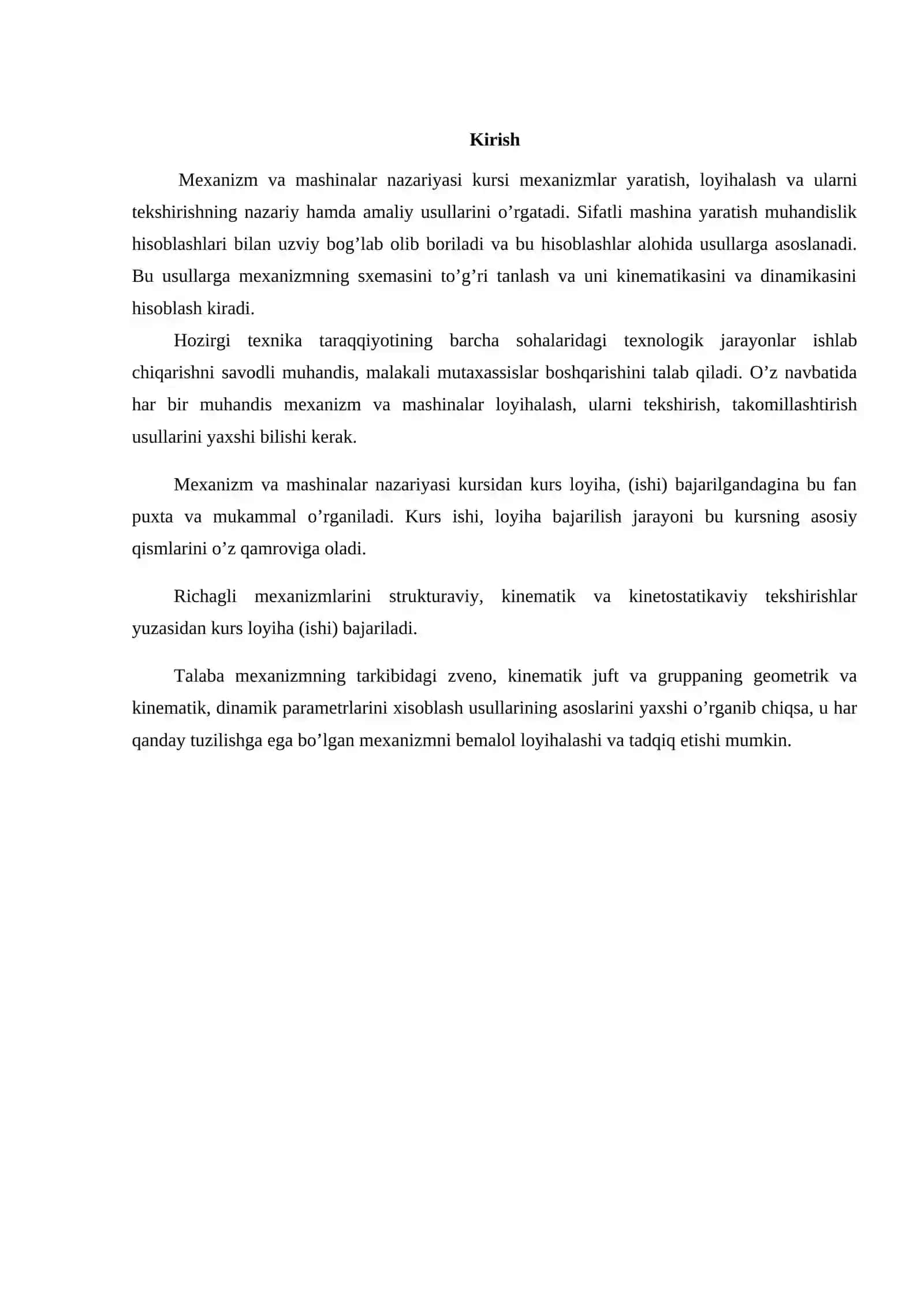 Mexanizm va mashinalar nazariyasi kursi 2