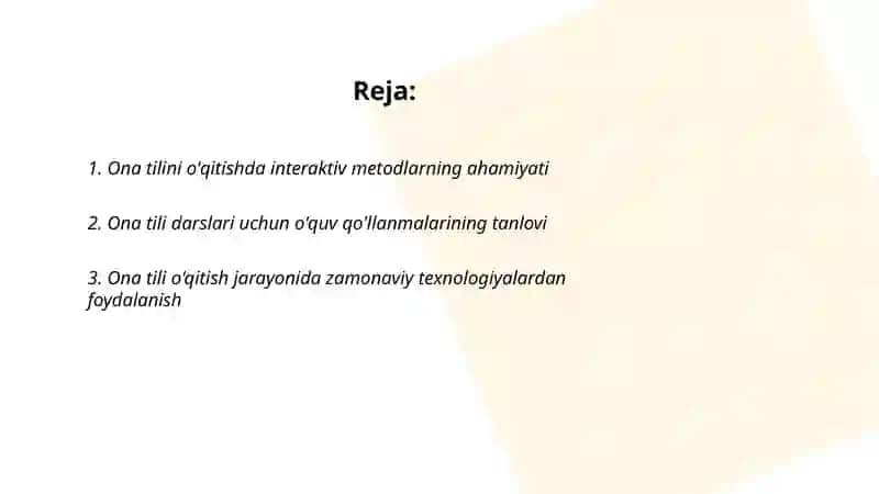 Ona tilini oʻqitish metodikasi 2
