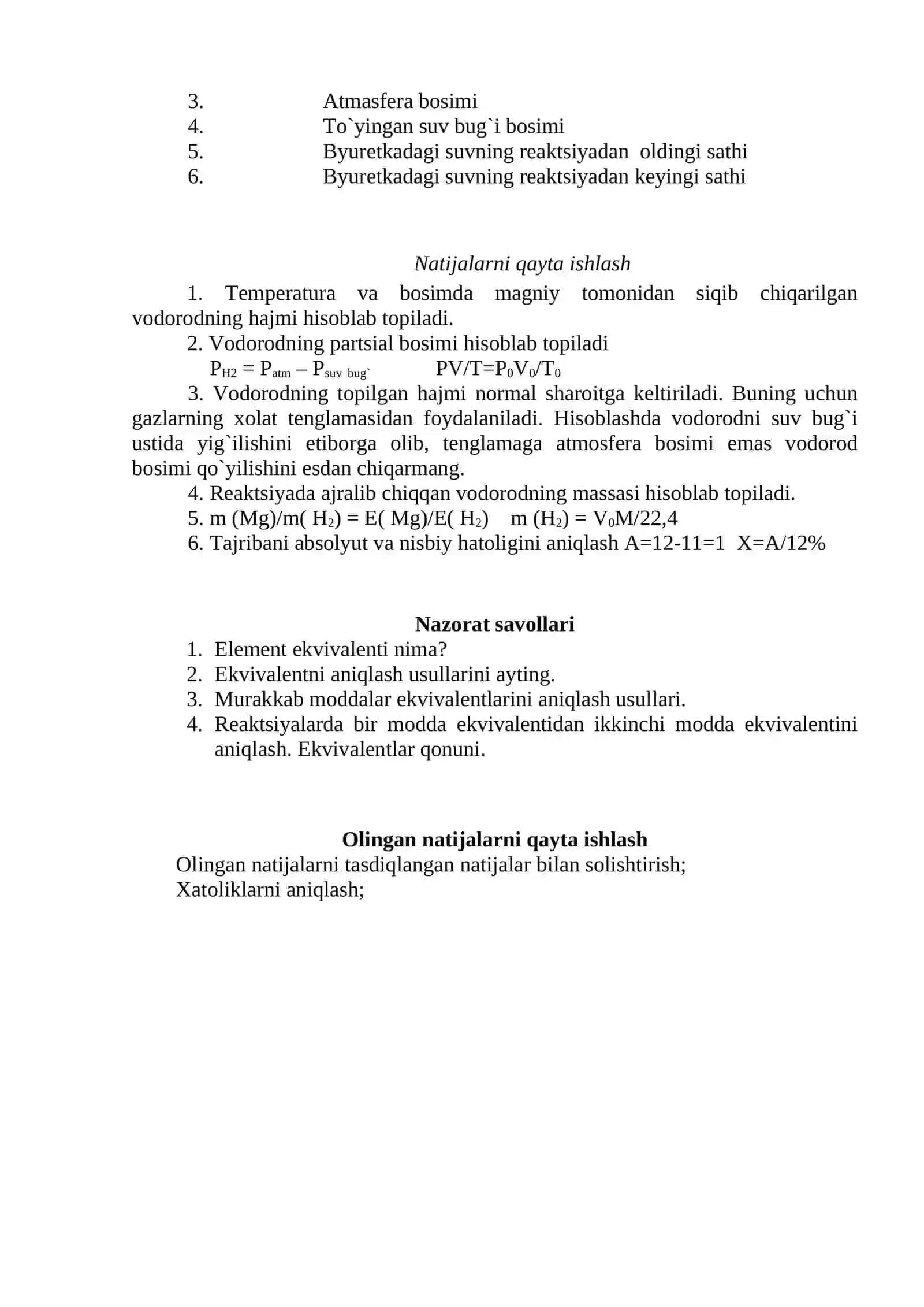 Metallarning ekvivalentini siqib chiqarish usuli bilan aniqlash 2