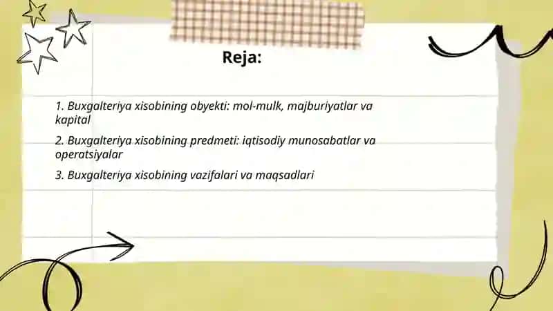 Buxgalteriya xisobini boshqarish obekti predmeti va usullari 2
