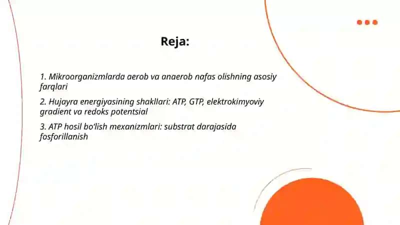Mikroorganizmlar tomonidan energiya olish usullari 2