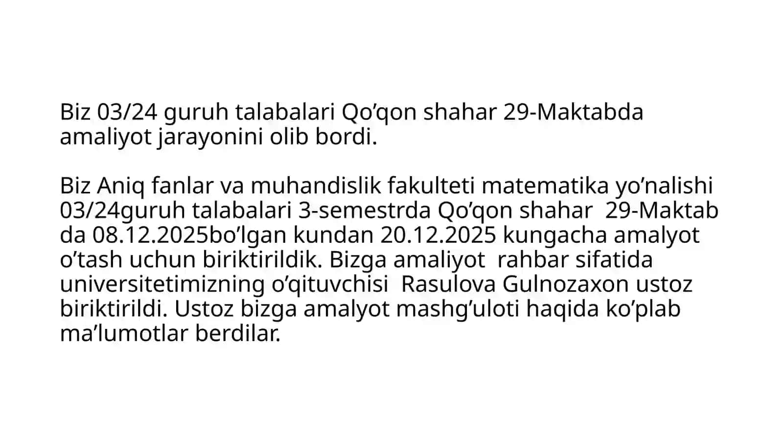 Madaminov Malakaviy amaliyot fanidan taqdimoti 2