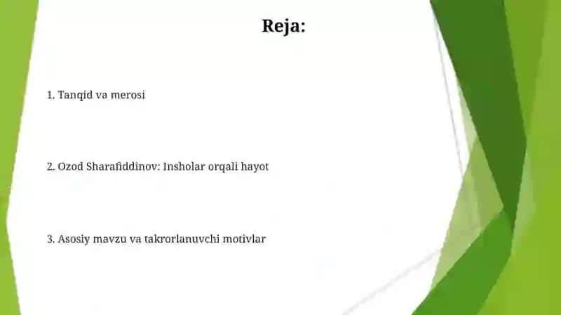 Ozod sharafiddinov saylanma nomli maqolalari 2