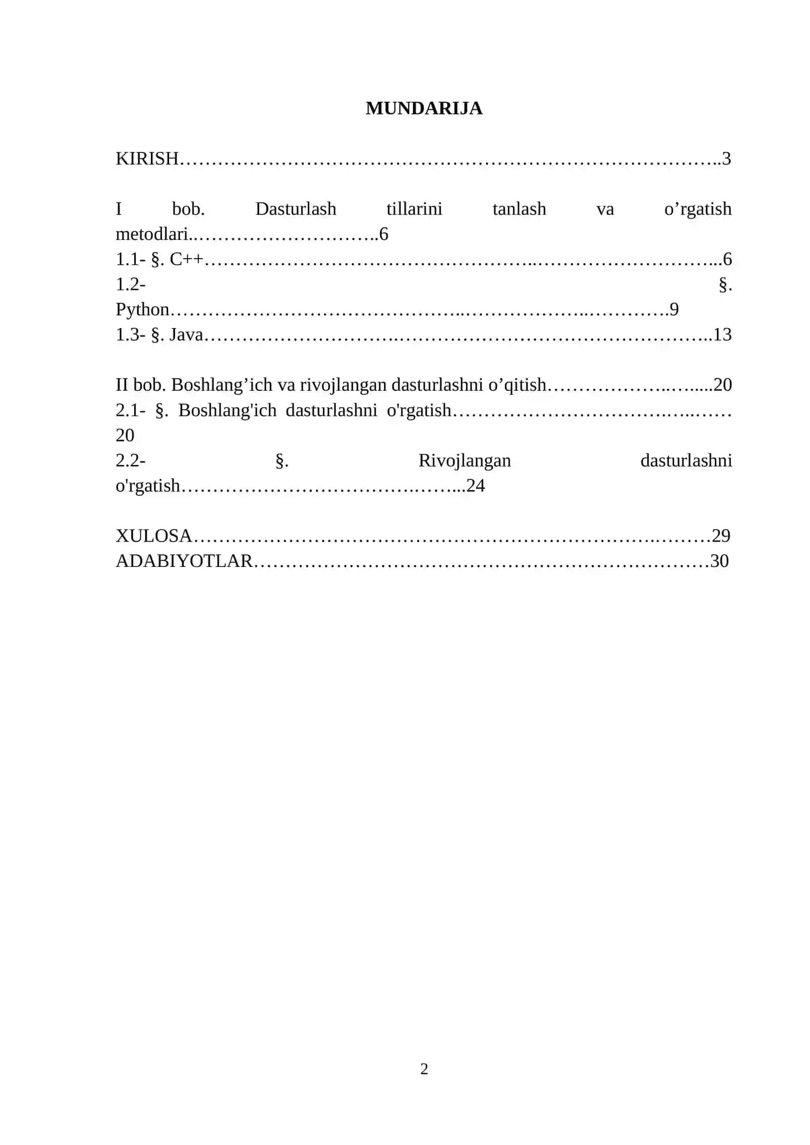 Dasturlash tillarini o’qitish metodikasi 2