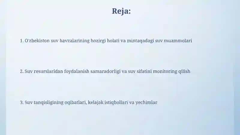 O’zbekiston suv havzalarining xozirgi holati 2